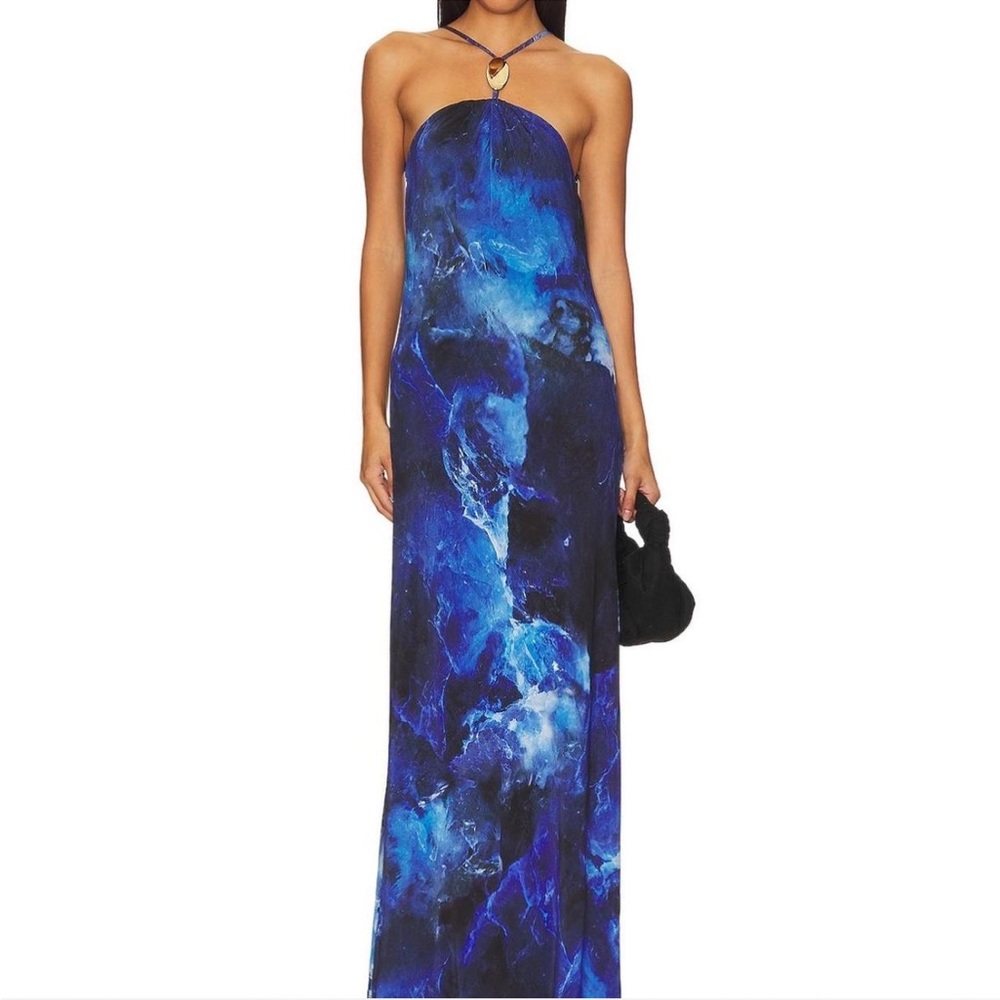 Jonathan Simkhai Sunnie Gown in Blue Rock Crystal Print in size XS. Orig. $695 - Picture 4 of 5